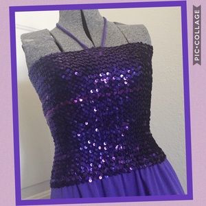 70s VINTAGE 💜 SEQUINED disco DRESS! (L)